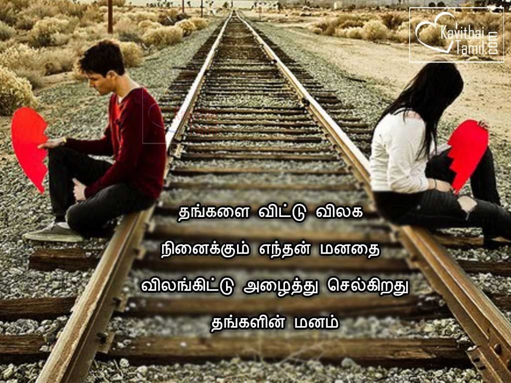 Love Picture With Love Kavithai Quotes In TamilThangalai Vittu Vilaga Ninaikkum Yendhan Manadhai Vilangittu Azhaithu Selgiradhu Thangalin Manam...       