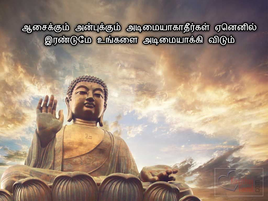 The Great Buddha Quotes In Tamil ImageAasaikkum Anbukkum Adimaiyagathirgal Yenenil Irandumae Ungalai Adimaiyakkividum